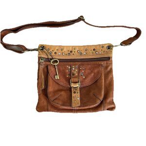 FOSSIL VINTAGE LEATHER STUDDED CROSSBODY BAG